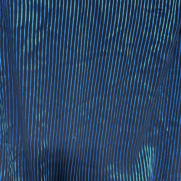 Vintage 80’s Valley Girl Style Mini Dress Black with Shiny Blue Stripes Sz 6 - Picture 13 of 14